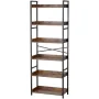 Metal Bookshelf, 6-Tier Industrial Bookshelf, Tall Wide Rustic Vintage Storage Bookcase with Open Shelves, Freestanding Display 
