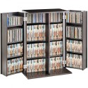 Media Storage Cabinet 4 Layers Adjustable DVD Shelves 576 CDs Espresso