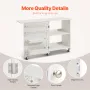 Folding Sewing Table, Multipurpose Sewing Machine Table with Compact Design, Wheels, Shelves, Storage Trays, Wooden Pegs, and Ma