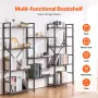 Triple Metal Bookshelf, 11-Tier Industrial Bookshelf, Large Rustic Vintage Storage Bookcase with Open Shelves, Freestanding Disp
