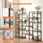 Triple Metal Bookshelf, 11-Tier Industrial Bookshelf, Large Rustic Vintage Storage Bookcase with Open Shelves, Freestanding Disp
