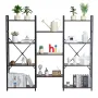 Triple Metal Bookshelf, 11-Tier Industrial Bookshelf, Large Rustic Vintage Storage Bookcase with Open Shelves, Freestanding Disp