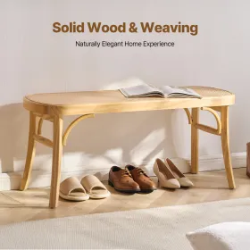 Rattan Bench Wood Bench 43,3 inches til entryway stue &