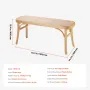 Rattan Bench, 43.3" Wooden Rattan Bench, Entrywway Bench with Oak Wood Legs, Bedroom End of Bed Boho Bench with Hand Woven Ratta