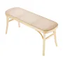 Rattan Bench, 43.3" Wooden Rattan Bench, Entrywway Bench with Oak Wood Legs, Bedroom End of Bed Boho Bench with Hand Woven Ratta