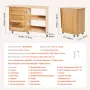 Folding Sewing Table, Multipurpose Sewing Machine Table with Compact Design, Wheels, Shelves, Storage Trays, Wooden Pegs, and Ma