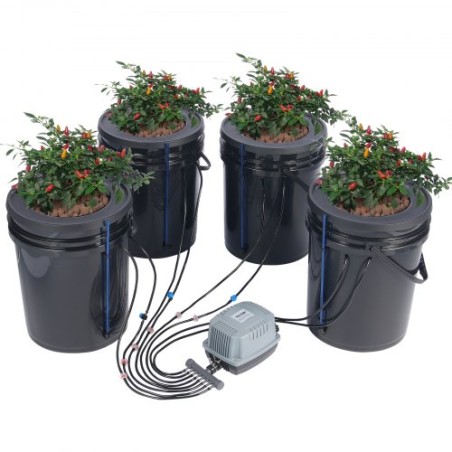 DWC Hydroponics vokser system dybt vandkultur med top dryp 4 spande