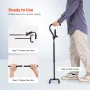 Quad Walking Cane, 10-Level Height Adjustable Walking Stick with 4-Pronged Stable Base, Lightweight & Portable Aluminum Mobility