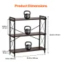 Metal Bookshelf, 3-Tier Industrial Bookshelf, Small Rustic Storage Display Bookcase with Open Shelves, Freestanding Display Vint