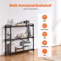 Metal Bookshelf, 3-Tier Industrial Bookshelf, Small Rustic Storage Display Bookcase with Open Shelves, Freestanding Display Vint