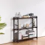 Metal Bookshelf, 3-Tier Industrial Bookshelf, Small Rustic Storage Display Bookcase with Open Shelves, Freestanding Display Vint