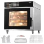Commercial Convection Oven, 58L Conventional Oven Countertop, 2800W 4-Tier Toaster Oven with Tempered Glass Door, Wire Racks Cli