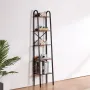 Metal Bookshelf, 5-Tier Industrial Bookshelf, Tall Narrow Rustic Vintage Storage Bookcase with Open Shelves, Freestanding Displa