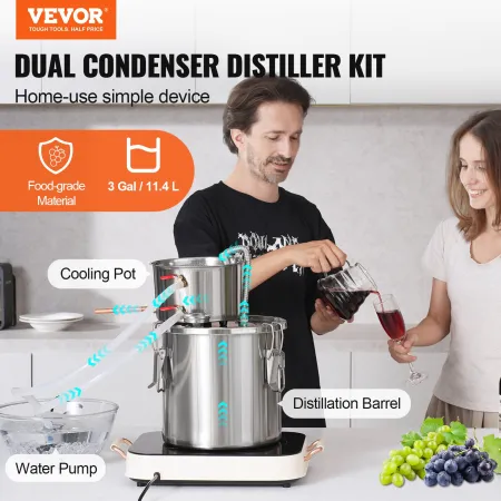Moonshine Still Water Alkohol Distiller 3Gal m/ vandpumpe