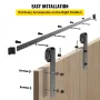 Sliding Barn Door Hardware Kit, 182.9 cm Barn Door Kit, 149.7 kg Load-Bearing Double Barn Door Hardware Kit, Carbon Steel Barn D