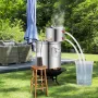 Alcohol Still, 3 Gal / 11.4 L Stainless Steel Water Alcohol Distiller with Coil Cooling, Home Brewing Refining Fermentation Kit 