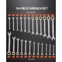 Combination Wrench Set, 24-Piece Ratcheting Wrench Set with Organizer Rack, Cr-V Steel Wrench Set SAE 1/4" to 7/8", Metric 8 mm 