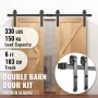 Glidende stalddørhardware-kit, 6ft stalddørsæt, 330 kg bærende