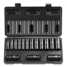 Impact Sockets Set 15pcs 6-Point 3/8in Drive Bit Ratchet Tool Kit Case