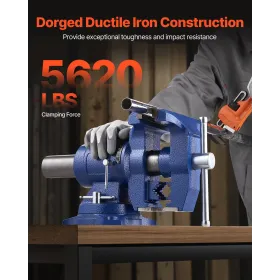 6-1/2" Multi-Purpose Bench Vise Heavy Duty Ductile Iron 360Â° Swivel Base