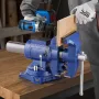 Heavy Duty Bench Vise, 165 mm / 6.5" Jaw Width, 125 mm/5" Max Jaw Opening Multi-Purpose Ductile Iron Bench Vise with Anvil, 360°