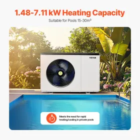Elektrisk poolvarmepumpe 1,48-7,11 kW energibesparende variabel