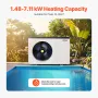 Electric Pool Heat Pump, 1.48-7.11kW Heating Capacity, Energy-Saving Variable Frequency Pool Heaters for 15-30m³Above Ground Poo