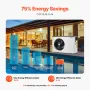 Elektrisk poolvarmepumpe 1,48-7,11 kW energibesparende variabel