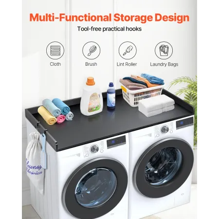 Washer Dryer Countertop, 54" x 27" Wooden Washer and Dryer Countertop, Water-Resistant Laundry Machine Topper Cover with Anti-Sl