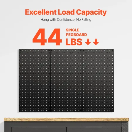 Metalpegboard paneler 3 paneler 24 "x 12" vægarrangør til