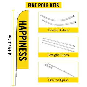 Advertising Flag Pole, 10 x Feather Flag Bundles with Ground Spike, 16 ft Windless Flag Pole Sets with Ground Mounting Stake,