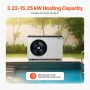 Electric Pool Heat Pump, 3.22-15.25kW Heating Capacity, Energy-Saving Variable Frequency Pool Heaters for 30-60m³Above Ground Po