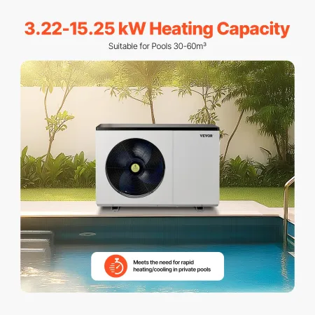 Elektrisk poolvarmepumpe 3,22-15,25 kW energibesparende