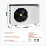 Electric Pool Heat Pump, 3.22-15.25kW Heating Capacity, Energy-Saving Variable Frequency Pool Heaters for 30-60m³Above Ground Po