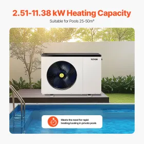 Elektrisk poolvarmepumpe 2,51-11,38 kW energibesparende