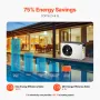 Electric Pool Heat Pump, 2.51-11.38kW Heating Capacity, Energy-Saving Variable Frequency Pool Heaters for 25-50m³Above Ground Po