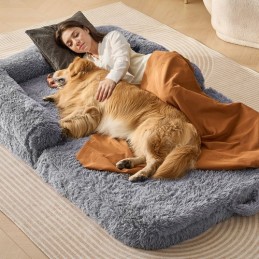 Human Dog Bed 72 x48x10in Stor håndvaskbar hundbed med menneskelig størrelse PV -fløjl