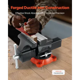 5.5" Bench Vise Multipurpose Heavy Duty Ductile Iron Swivel Locking Base