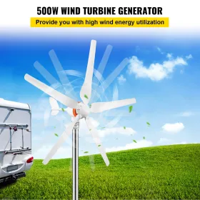 Wind Turbine Generator, 12V/AC Wind Turbine Kit, 500W Wind Power Generator With MPPT Controller 5 Blades Auto Adjust Windward