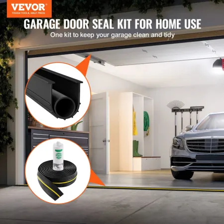 Garage Door Threshold and Bottom Seals Kit, 20 FT U Shape+O Ring Universal Garage Door Bottom Seal Weatherstrip PVC, Combine wit