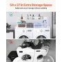 Washer Dryer Countertop with 2-Tier Shelf, 54" x 27" Wooden Washer and Dryer Countertop with Anti-Slip Pads, Water-Resistant Lau