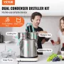 Alcohol Still, 3 Gal / 11.4 L Stainless Steel Water Alcohol Distiller with Copper Coil for Fast Cooling, Dual Condenser Distille