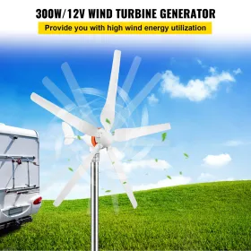 Vindmøllegenerator, 12V/AC Wind Murbine Kit, 300W Wind Power Generator med MPPT -controller 5 Blades Auto Juster Windward