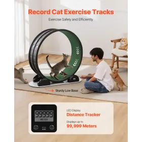 Cat Exercise Wheel with Pedometer 40.8" Cat Treadmill for Pet Health Black