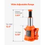 Hydraulic Bottle Jack, 20 Ton/44092 lbs Welded Bottle Jack with 6.69''-12.6'' Lifting Range & 3-Section Long Handle, for Car, Pi