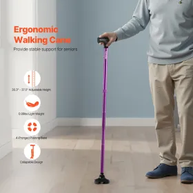 Walking Cane Folding Walking Stick 8-niveau 4-spredt drejelig base