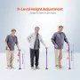 Walking Cane Folding Walking Stick 8-niveau 4-spredt drejelig