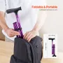 Walking Cane for Man Woman, Folding Walking Stick with 8-Level Adjustable Height, 4-Pronged Pivoting Base, Lightweight & Portabl