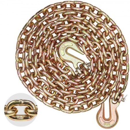 Binder Chain G80 Tie Down Tow Chain with Two Hooks 5/16" x 10.3' 4900 lbs