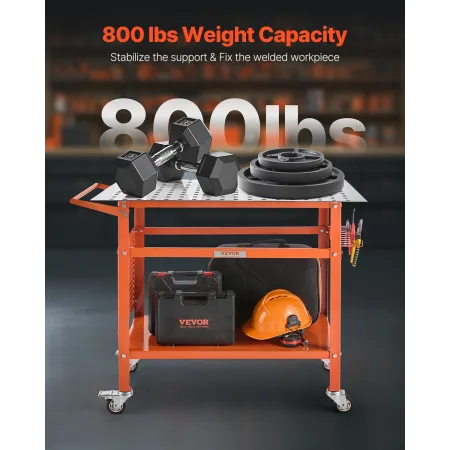 Welding Table, 40" x 24" Welding Workbench Table with 800LBS Static Weight Capacity, Movable Steel Work Bench with 4 Wheels (2 w